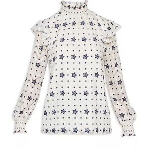 Ted Baker Elllah Stars-and-Stripes High-Neck Blouse